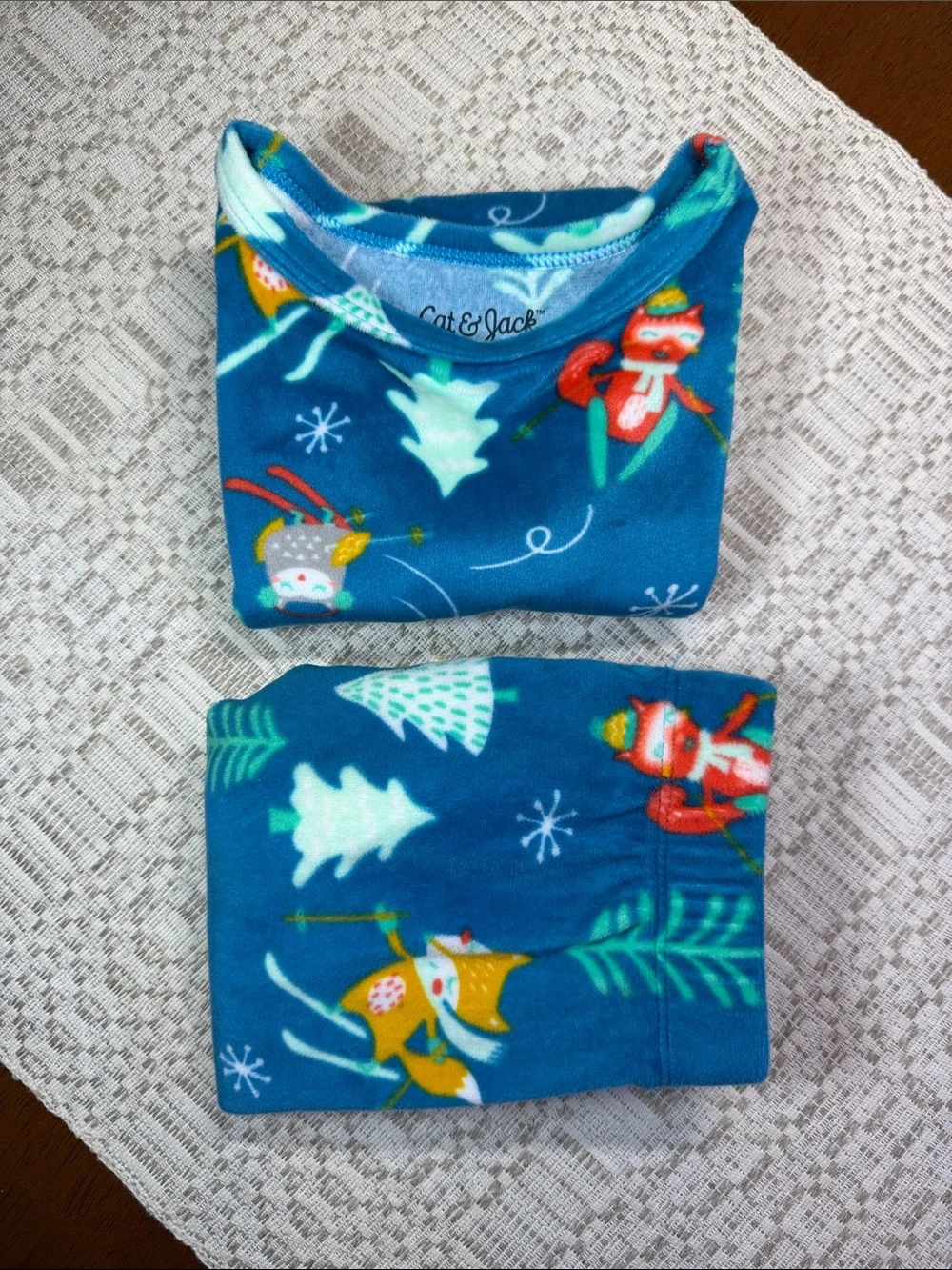 Kids Holiday Pajama Set with Forest Character Print